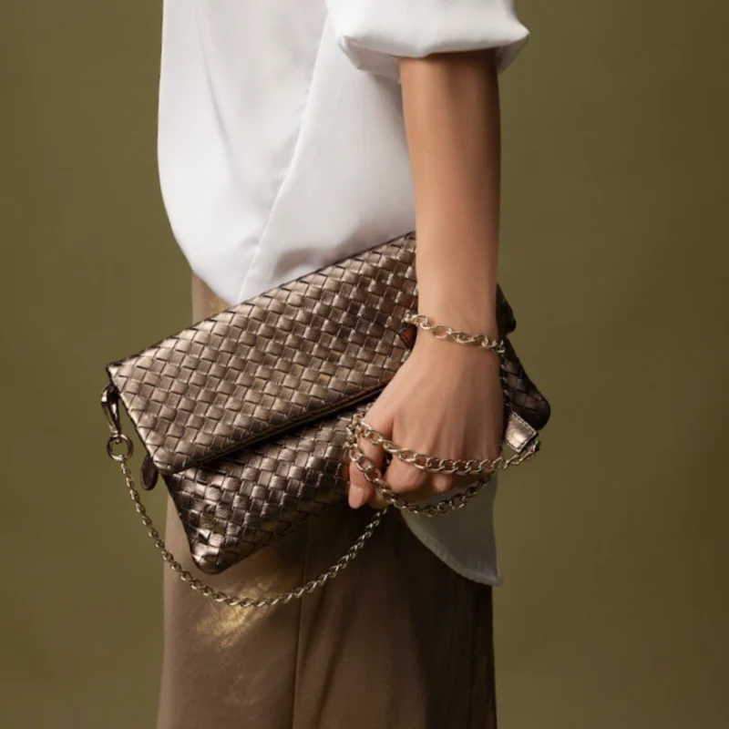 The Julia Woven Fold Over Clutch