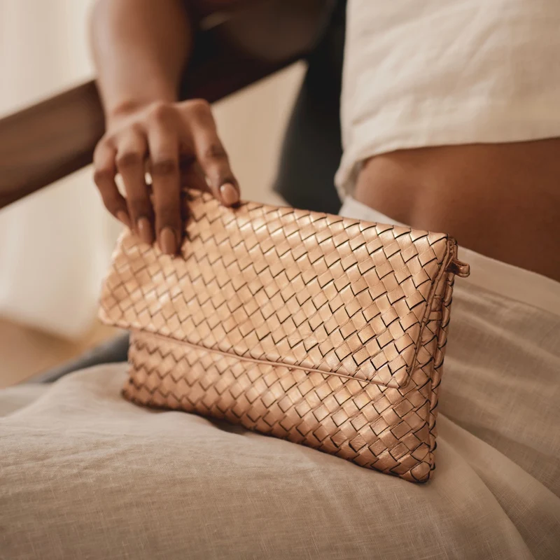 The Julia Woven Fold Over Clutch