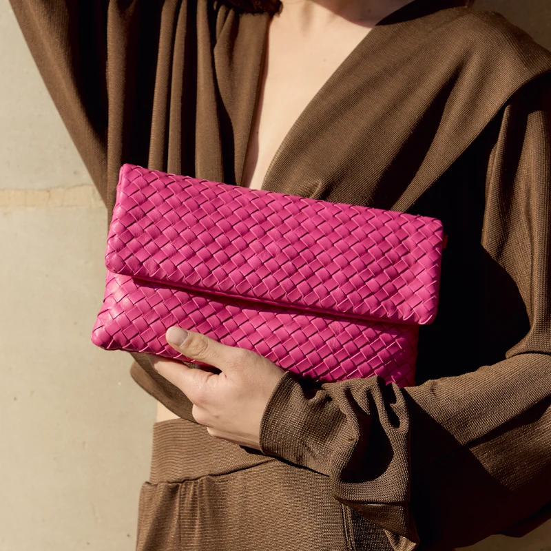 The Julia Woven Fold Over Clutch