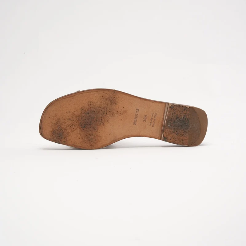 Hermes Oran Sandalen aus weißem Leder, Größe 39.5