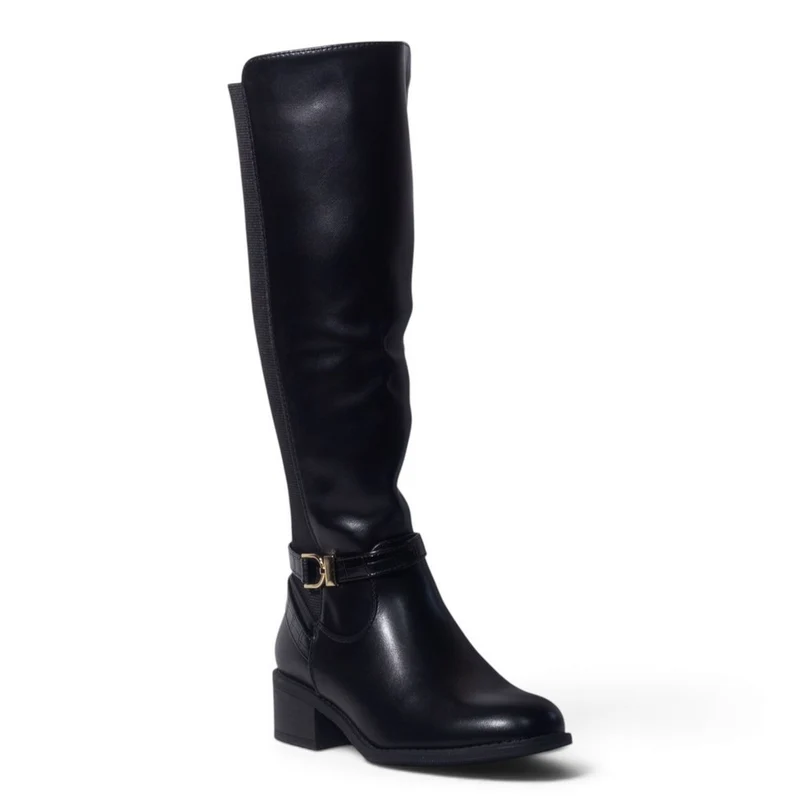 European Union Women Black Leather Boot #5456