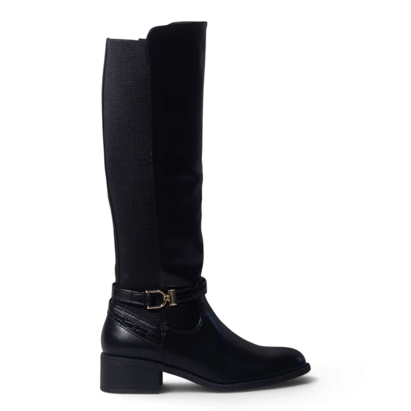 European Union Women Black Leather Boot #5456