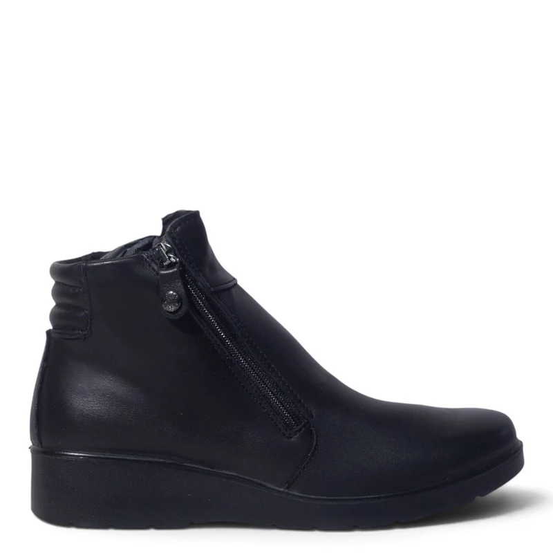 Italian Women Black Leather Half Boot #5531