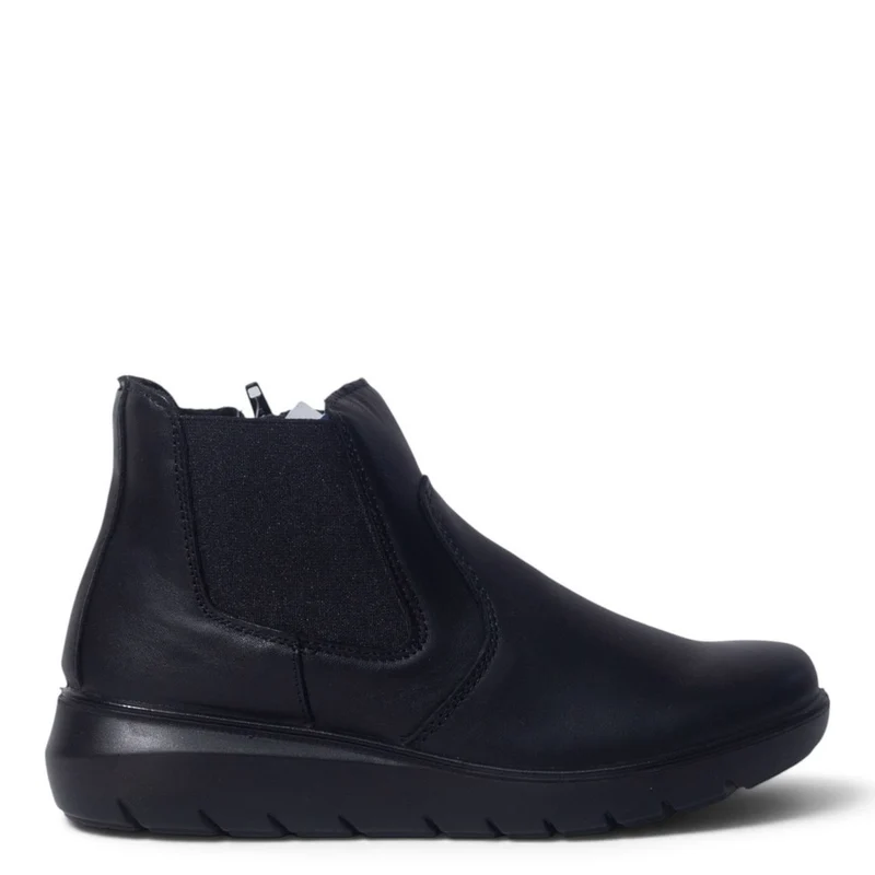 Italian Women Black Leather Half Boot #5533