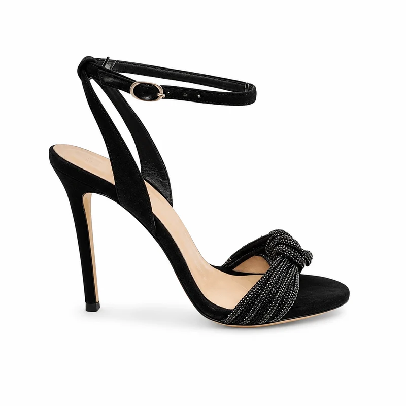 Forever Love Sandals – Damen High Heel Sandalen Schwarz Wildleder Strass