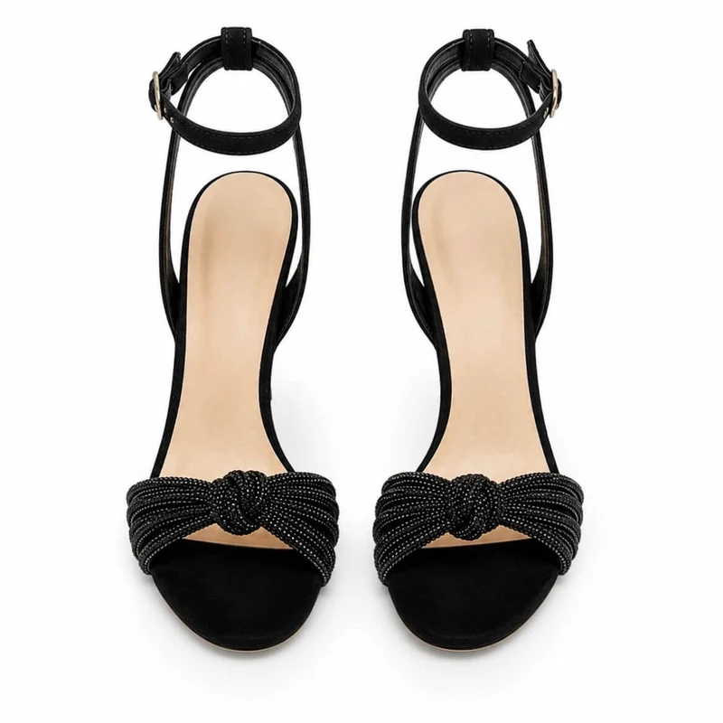 Forever Love Sandals – Damen High Heel Sandalen Schwarz Wildleder Strass
