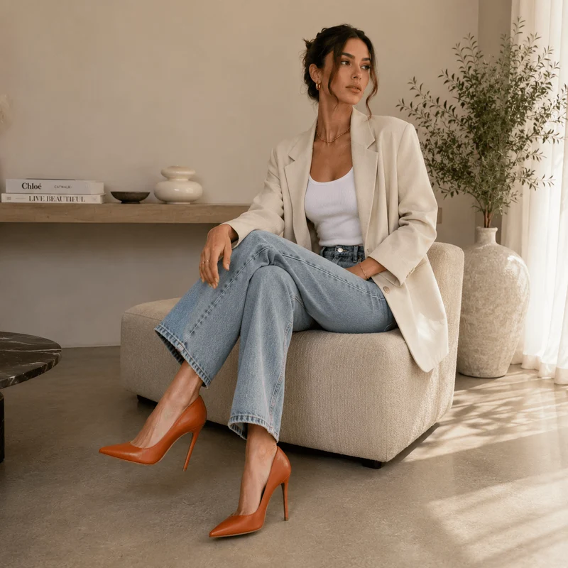Brown Sugar Pumps – Damen High Heel Pumps Cognac Braun Leder
