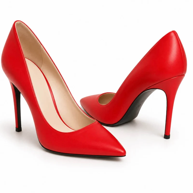 Zora Pumps – Damen High Heel Pumps Rot Leder Klassisch