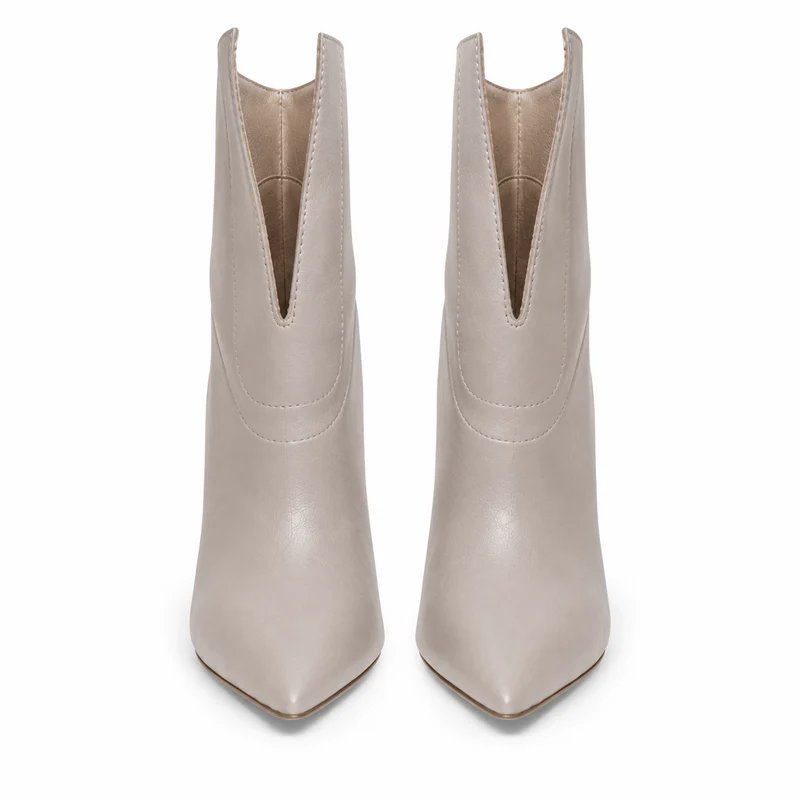 Gristal Stiefeletten – Damen Ankle Boots Grau Leder High Heel