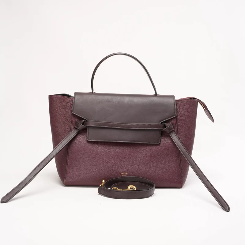 Celine Bi-Color Mini Belt Bag in Burgundy and Dark Brown Flap 2019