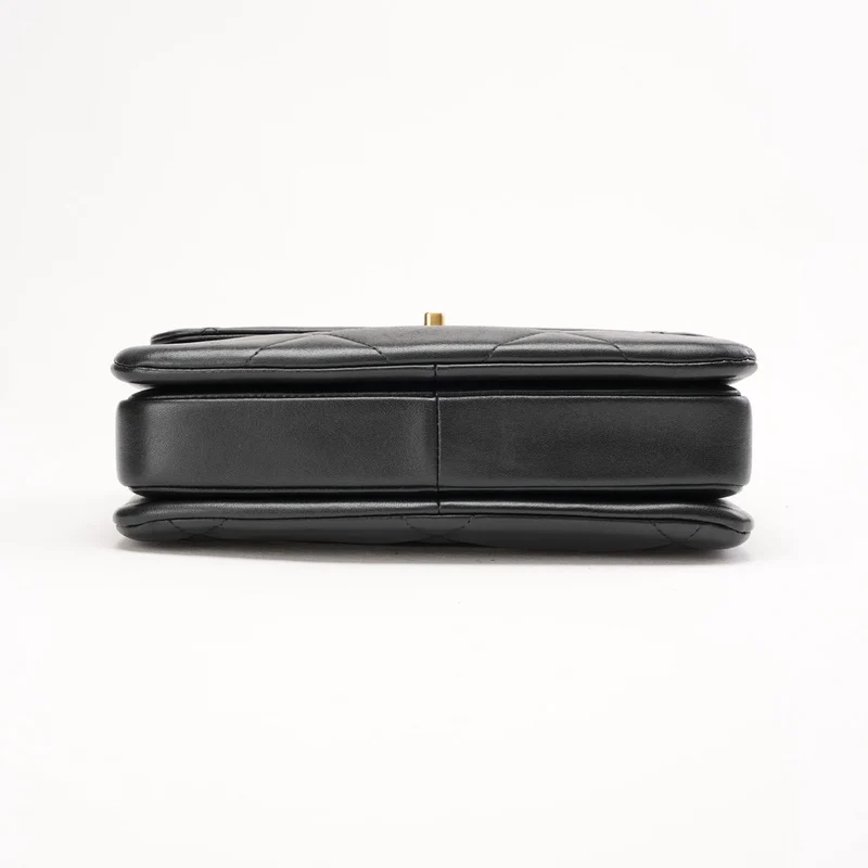 Chanel Small Trendy CC Top Handle Flap Bag aus schwarzem Lammleder, 2019