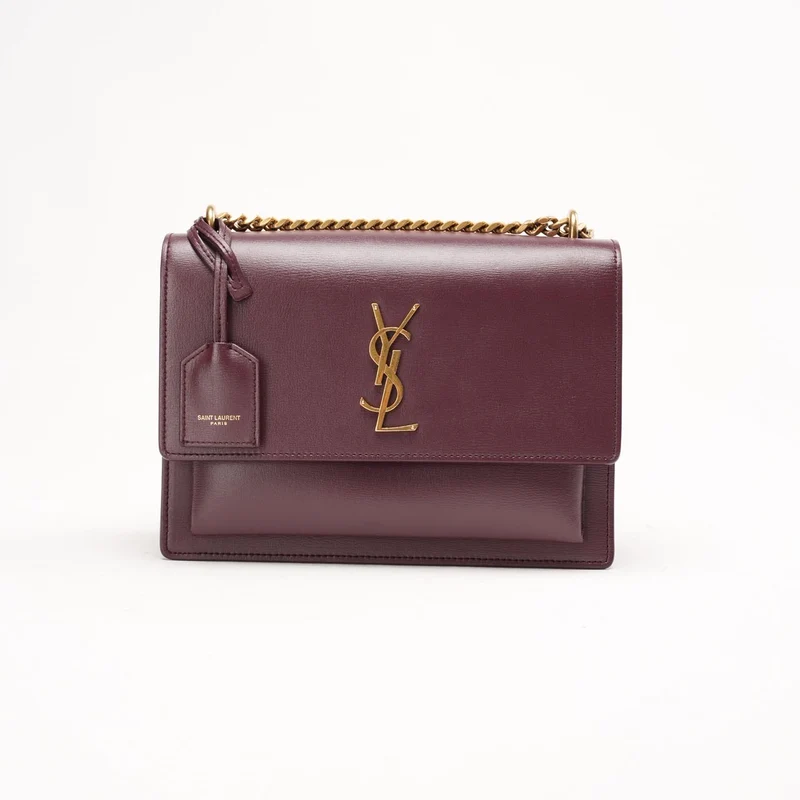 Saint Laurent Burgunderrotes Kalbsleder Medium Monogram Sunset 2018