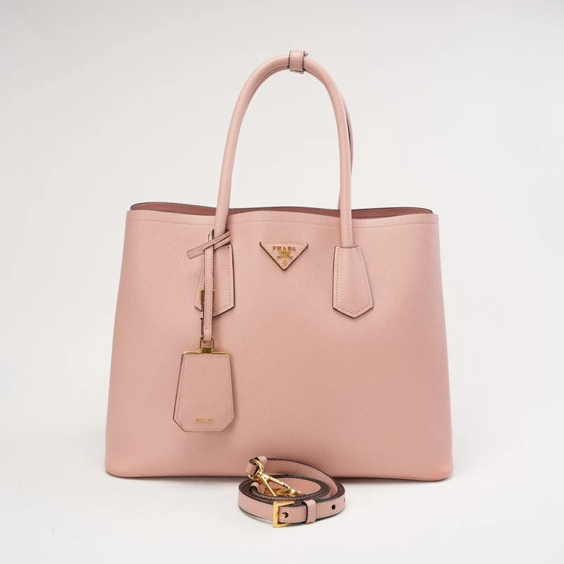 Prada Saffiano Leder Medium Doppeltasche Rosa