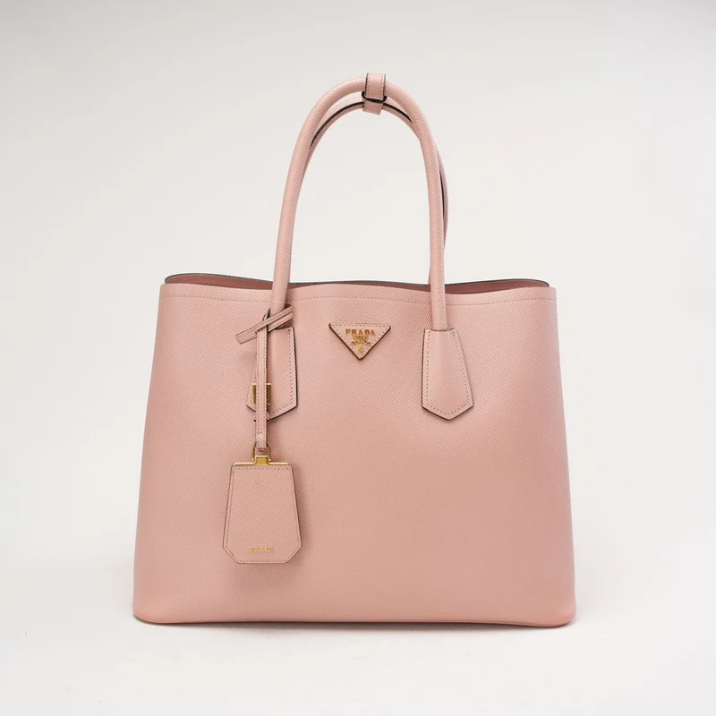 Prada Saffiano Leder Medium Doppeltasche Rosa