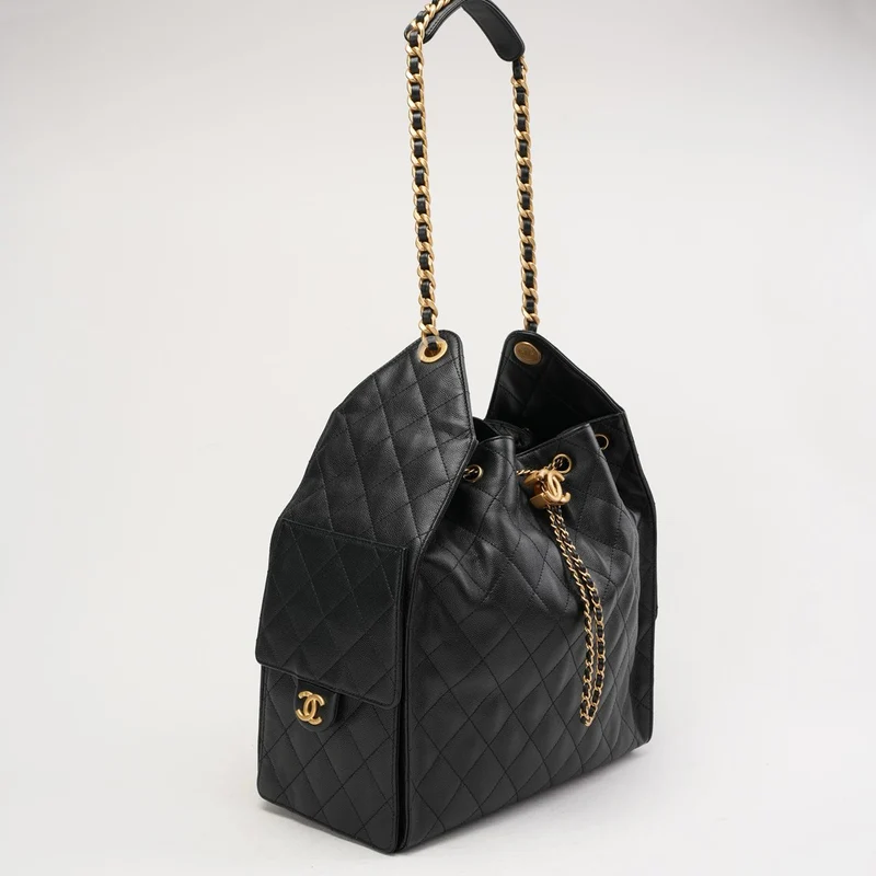 Chanel 25 Medium Caviar Gold-Tone Black 2025