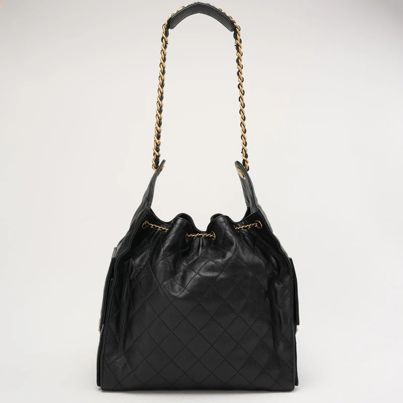 Chanel 25 Medium genarbtes Kalbsleder & Gold-Tone Schwarz 2025