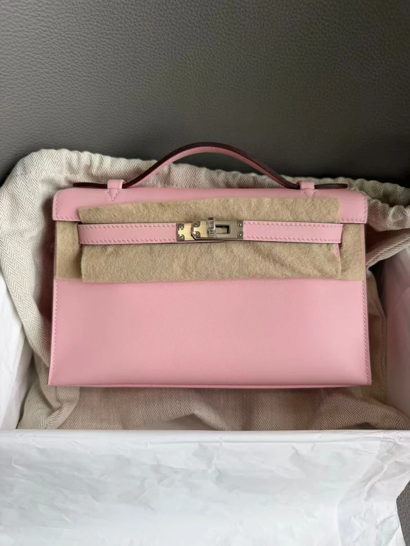 Hermes Swift Kelly Pochette Clutch Rose Sakura 2025