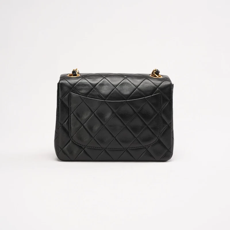 Chanel Vintage Mini Square Classic Flap Bag aus Lammleder, Schwarz, 1996