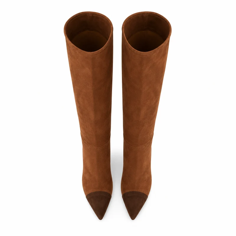 Bernie Boots – Damen Overknee Stiefel Cognac Suede Klassisch