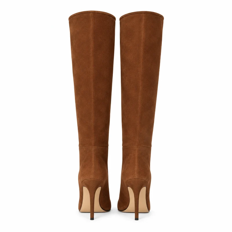 Bernie Boots – Damen Overknee Stiefel Cognac Suede Klassisch