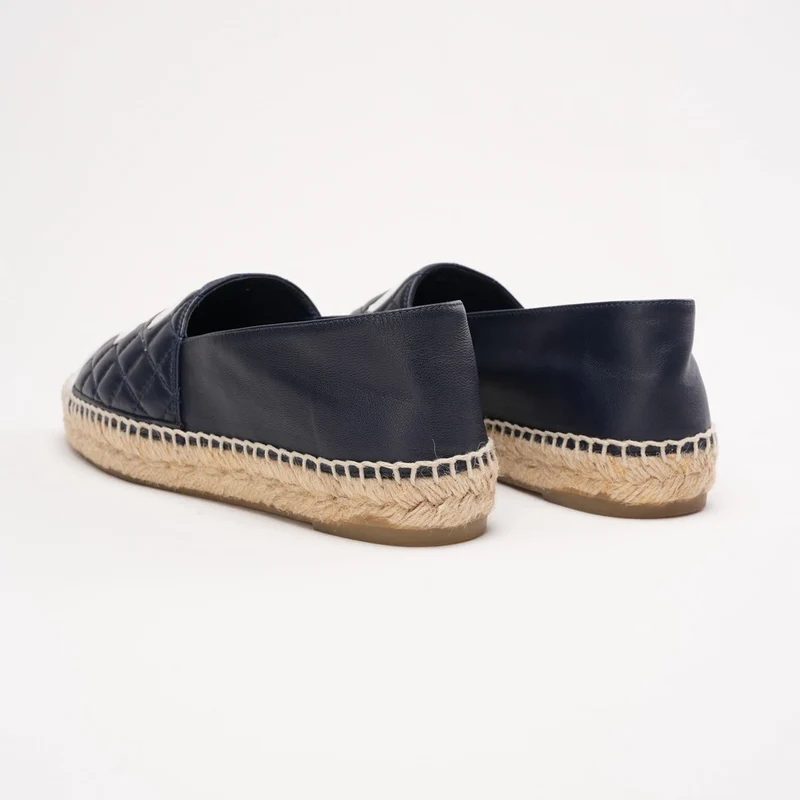 Chanel CC Espadrilles mit Kappe, Lammleder, Marineblau, Größe 39