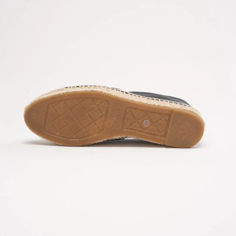 Chanel CC Espadrilles mit Kappe, Lammleder, Marineblau, Größe 39