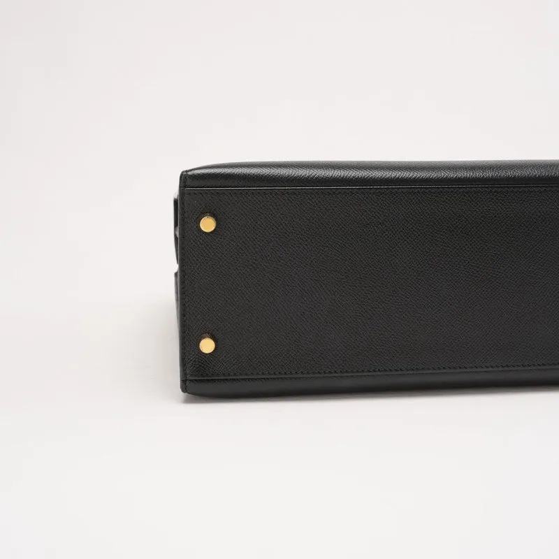 Hermès Kelly Sellier 32 Epsom Leder R Square Schwarz 2014
