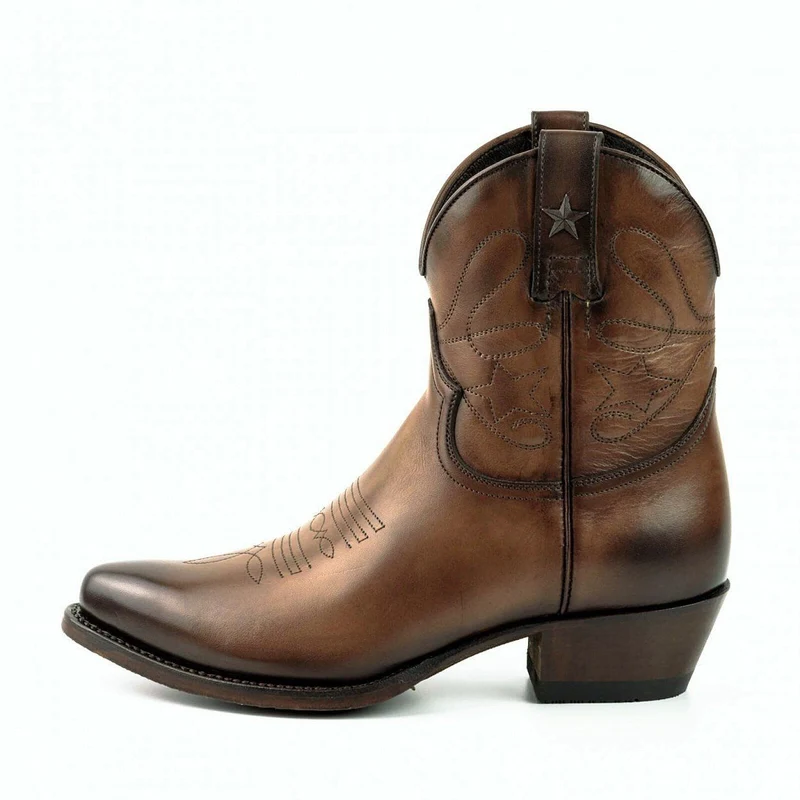 Cowboy Country und Western Damen Stiefeletten 2374 Braunes Leder