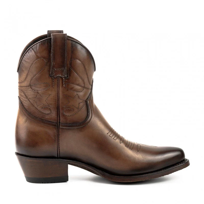 Cowboy Country und Western Damen Stiefeletten 2374 Braunes Leder