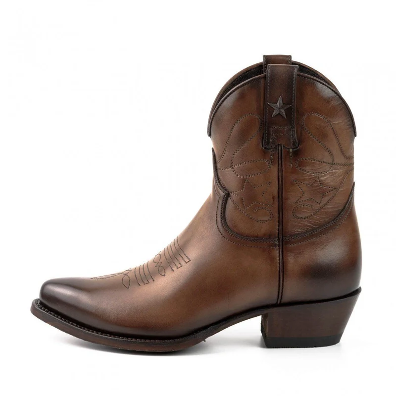 Cowboy Country und Western Damen Stiefeletten 2374 Braunes Leder
