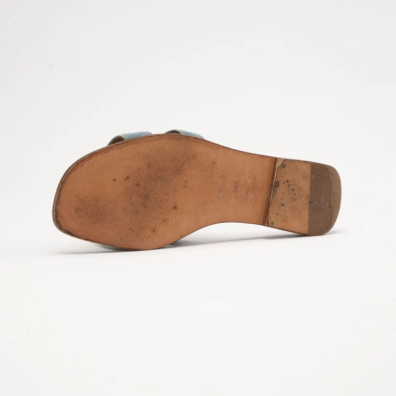 Hermes Oran Sandalen aus blauem Denim-Canvas, Größe 38.5
