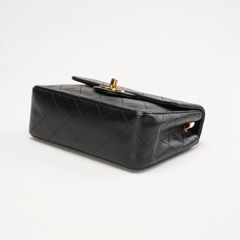 Chanel Vintage Mini Square Classic Flap Lammleder, Schwarz, 1996