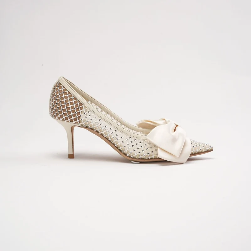 Jimmy Choo Love 85 Pumps aus Kristallmesh und Leder in Weiß, Größe 34
