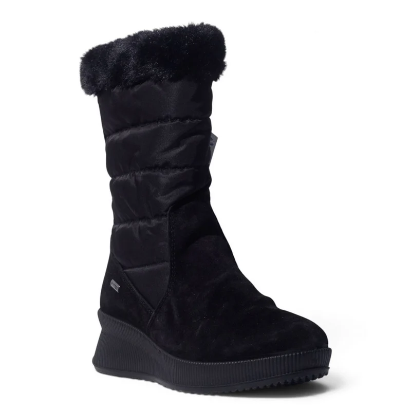 Italian Women Black Chamois Half Boot #5546