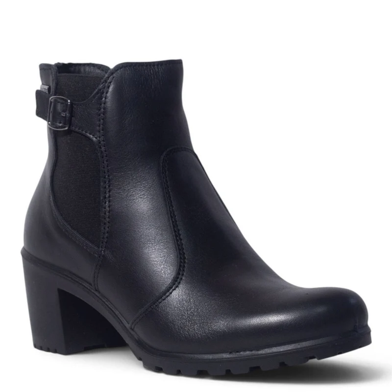 Italian Women Black Leather Half Boot #5545