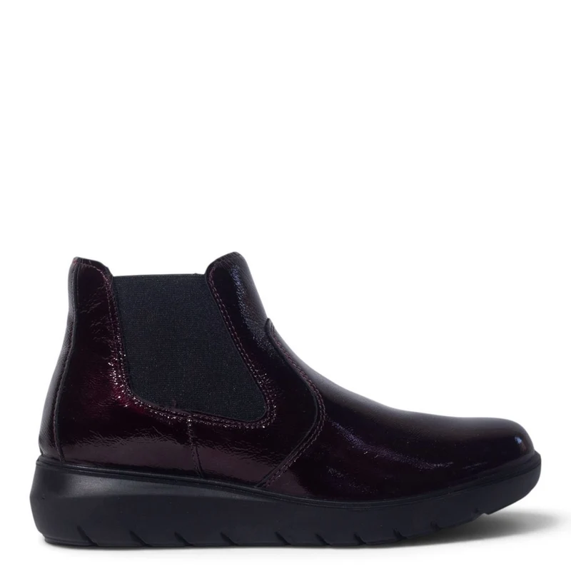 Italian Women Maroon Vernis Leather Half Boot #5561