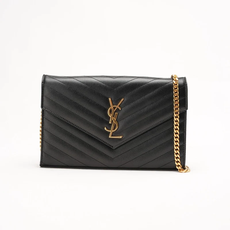 Saint Lauren Medium Envelope Wallet on Chain (WOC) Schwarz 2015