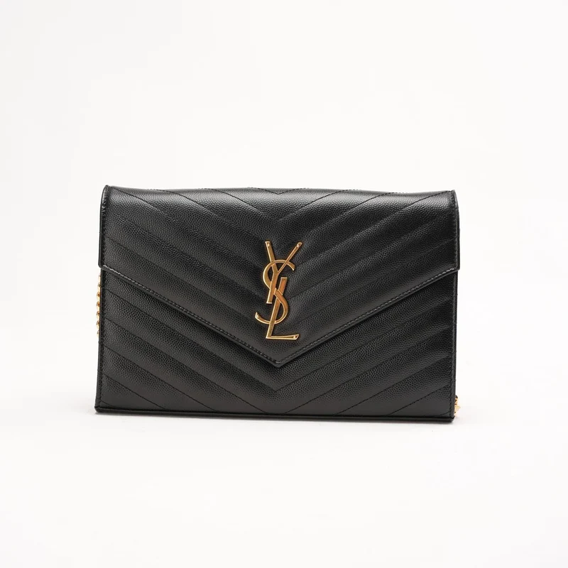 Saint Lauren Medium Envelope Wallet on Chain (WOC) Schwarz 2015