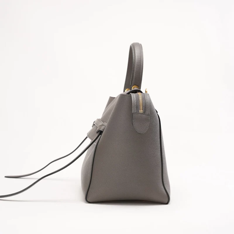 Celine Mini Belt Bag aus grauem genarbtem Kalbsleder mit goldfarbenen Beschlägen, 2019