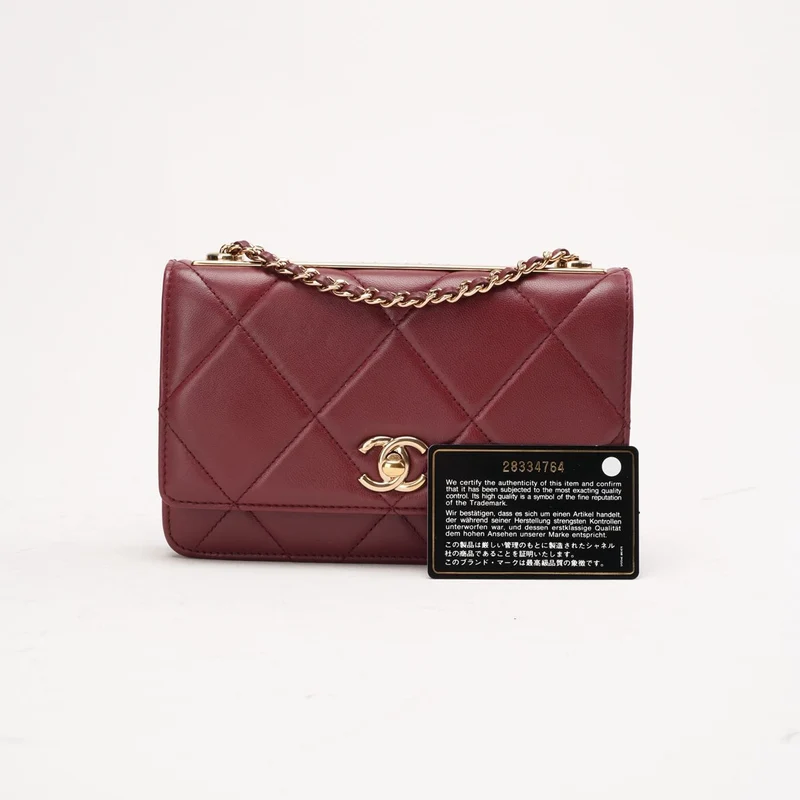 Chanel Trendy CC Wallet on Chain (WOC) Lamm Burgunderrot 2020