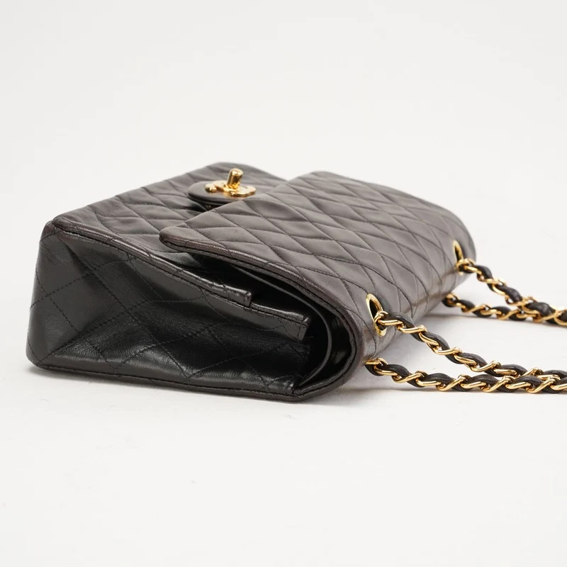 Chanel Vintage Medium Classic Double Flap Leder Schwarz 1999
