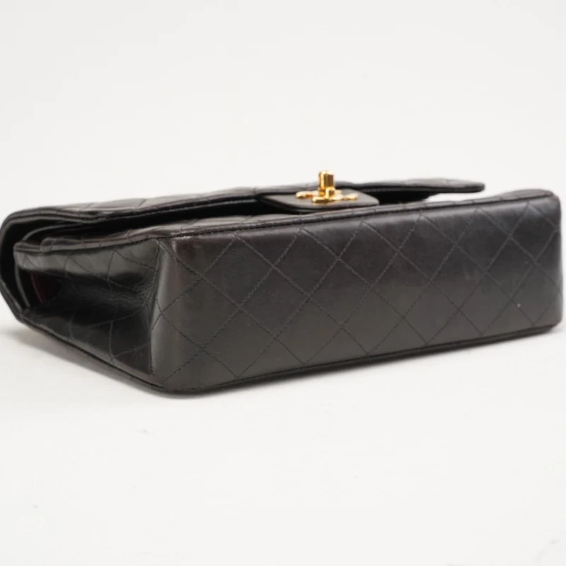 Chanel Vintage Medium Classic Double Flap Leder Schwarz 1999