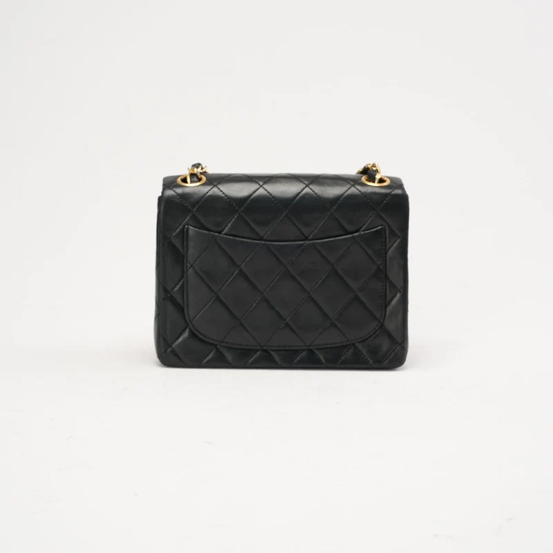 Chanel Vintage Mini Square Classic Flap, Lammleder, Schwarz, 1991