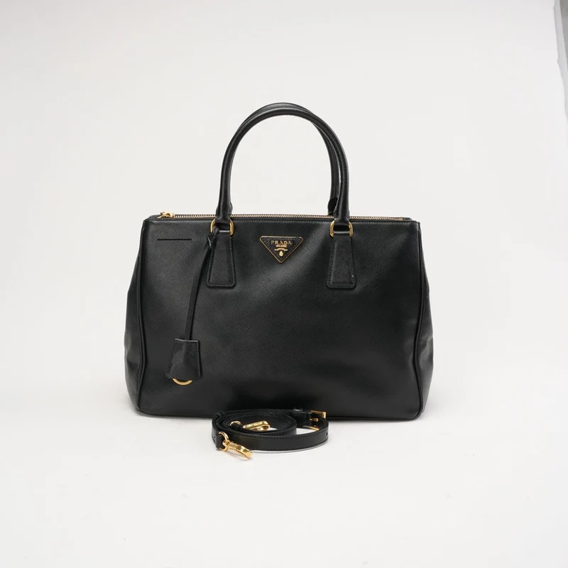 Prada Saffiano Medium Galleria Zip Tote Leder Schwarz