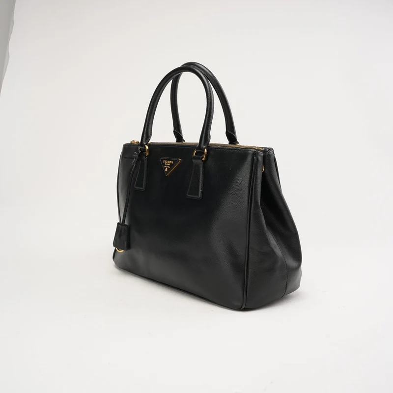 Prada Saffiano Medium Galleria Zip Tote Leder Schwarz
