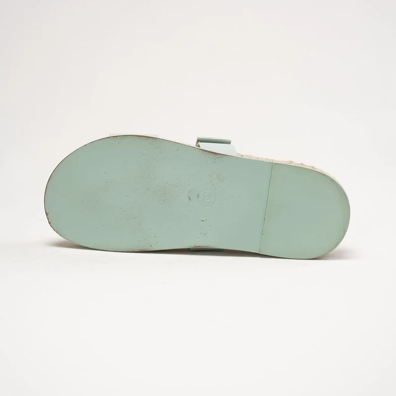 Chanel Stoff-Pantoletten, mintfarben, Größe 38C