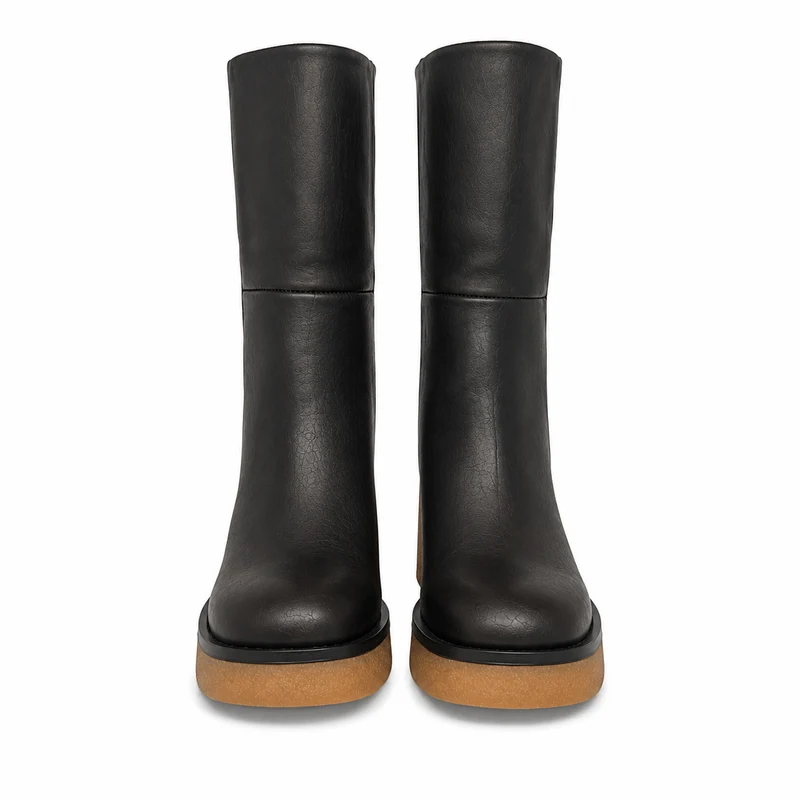 Terra Boots – Damen Stiefeletten Dunkelbraun Leder Plateau Winterfest