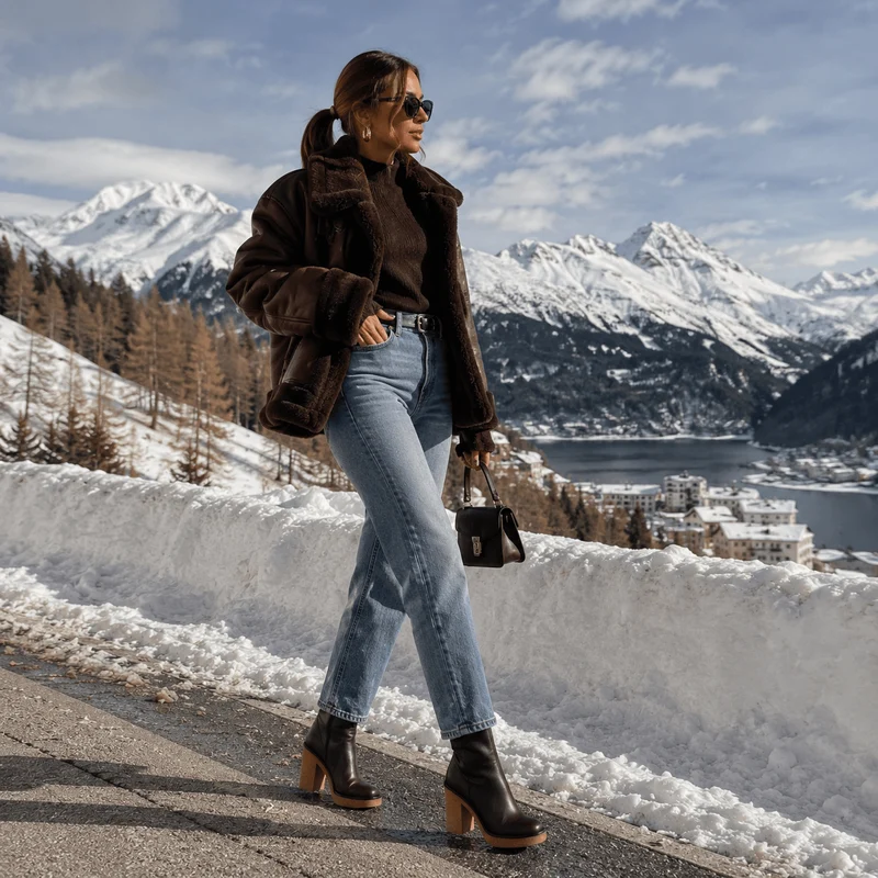 Terra Boots – Damen Stiefeletten Dunkelbraun Leder Plateau Winterfest
