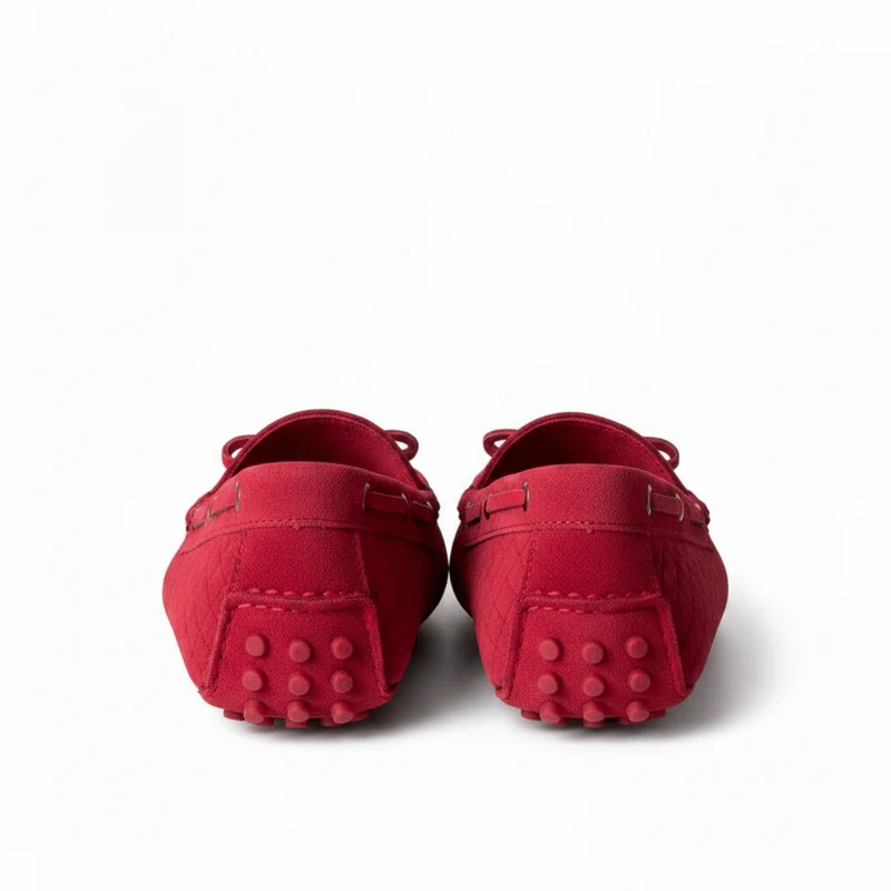 Red Berry Mokassin – Damen Loafer Rot Wildleder Schleife Flach