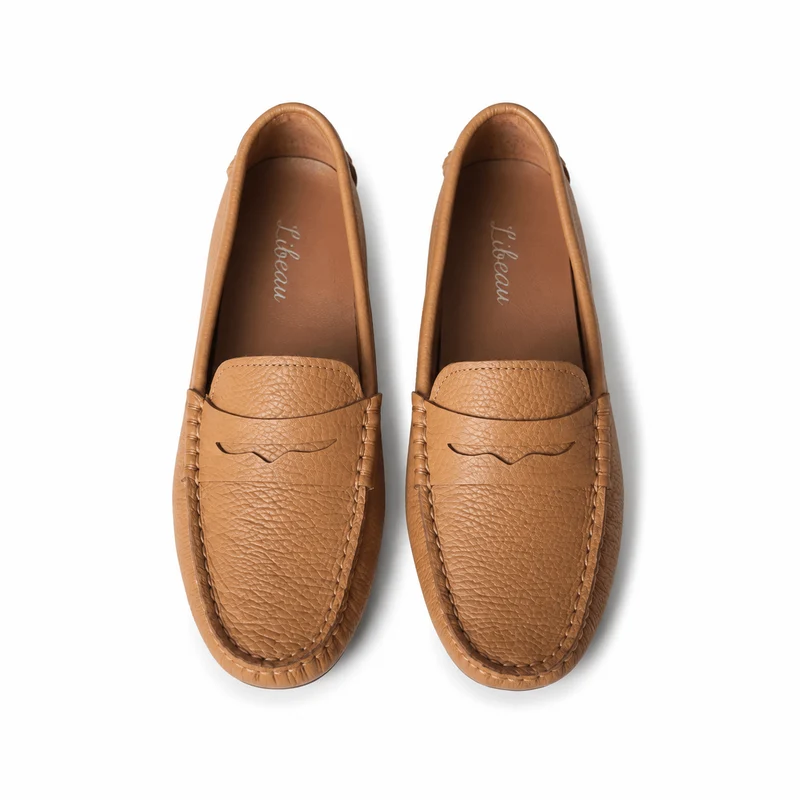 Sienna Mokassin – Damen Loafer Cognac Caramel Leder Klassisch Flach